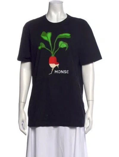 Pre-owned Monse Graphic Print Crew Neck T-shirt In Black