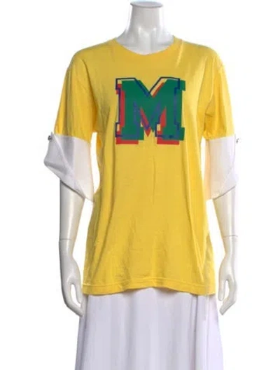 Pre-owned Monse Graphic Print Crew Neck T-shirt In Yellow