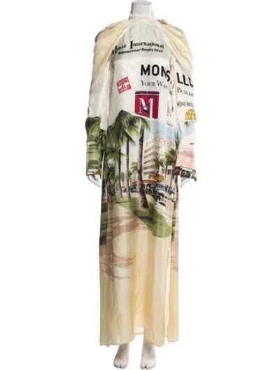 Pre-owned Monse Graphic Print Long Dress In Neutral