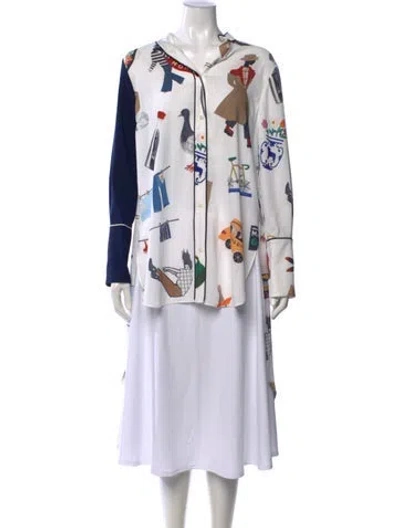 Pre-owned Monse Graphic Print Long Sleeve Blouse W/ Tags In White