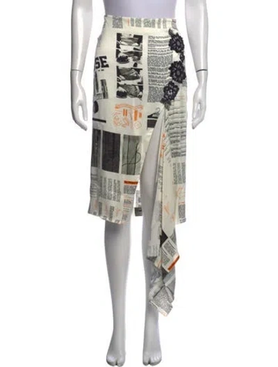 Pre-owned Monse Graphic Print Midi Length Skirt In Black/white
