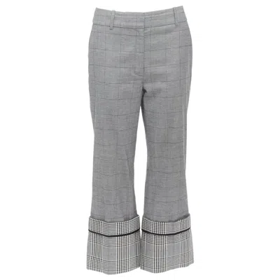 Pre-owned Monse Grey Wool Contrast Checkered Turn Up Hem Trousers Us2 S In Gray