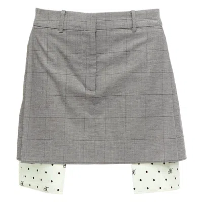 Pre-owned Monse Grey Wool Cotton Blend Exposed Pocket Deconstructed Skirt Us2 S In Gray