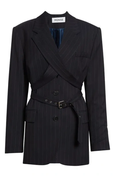 Monse Harness Pinstripe Tailored Jacket In Black