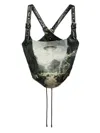 Monse Harness Tapestry Bustier Vest In Black