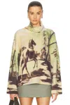Monse Horse Print Chunky Rib Knit Sweater In Multi