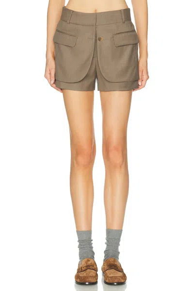 Monse Jacket Hem Short In Brown