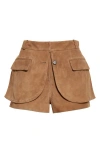 Monse Deconstructed Suede Short In Brown