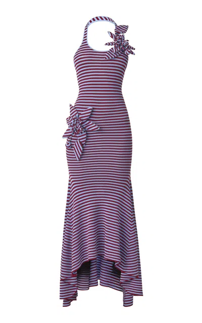 Monse Knit Floral-applique Midi Dress In Purple