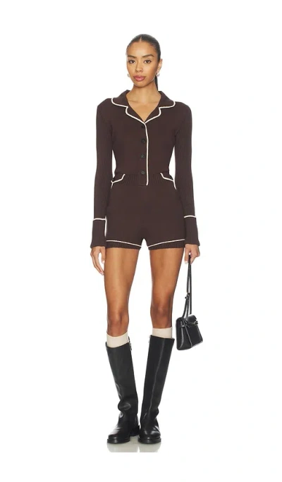Monse Knitted Pajama Romper In Brown