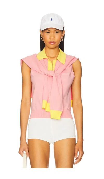 Monse Knitted Polo & Tie Scarf In Pink