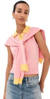 Monse Knitted Tie Scarf Top And Polo Powder Pink In Pink