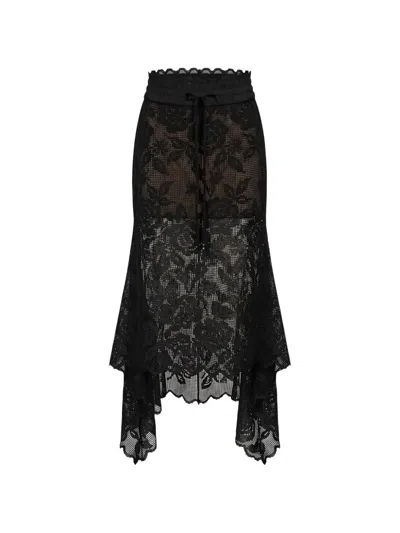 Monse Lace Drawstring-waistband Midi Skirt In Black