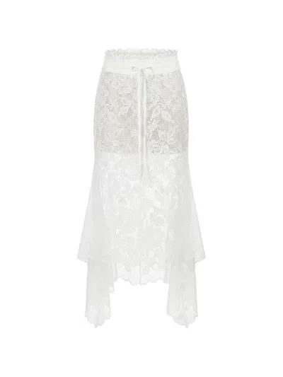 Monse Lace Drawstring-waistband Midi Skirt In White