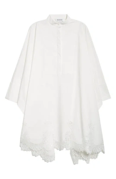 Monse Lace Hem Button-up Shirt In Ivory