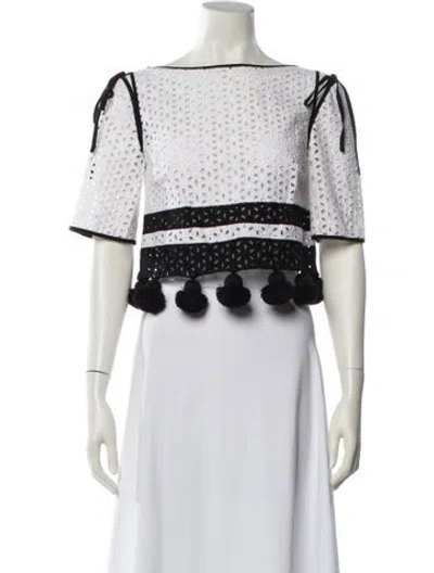 Pre-owned Monse Lace Pattern Bateau Neckline Crop Top In White