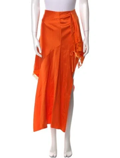 Pre-owned Monse Lace Trim Embellishment Midi Length Skirt In Orange