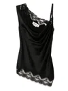Monse Lace Trim Top In Black