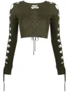 Monse Lace-up Detail Cropped Jumper In Green