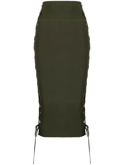 Monse Lace-up Detailed Knitted Skirt In Green