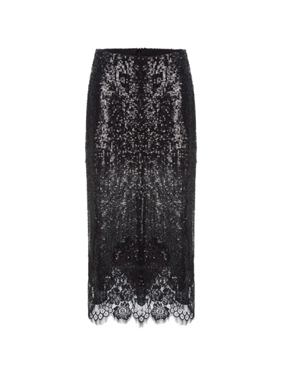 Monse Lace-hem Sequin-embellished Skirt In Black