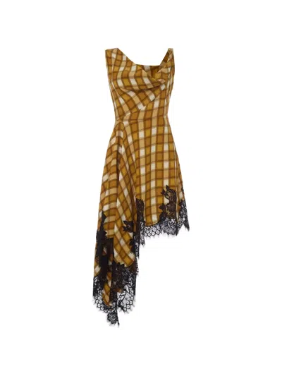 Monse Lace-trim Asymmetrical Midi Dress In Brown
