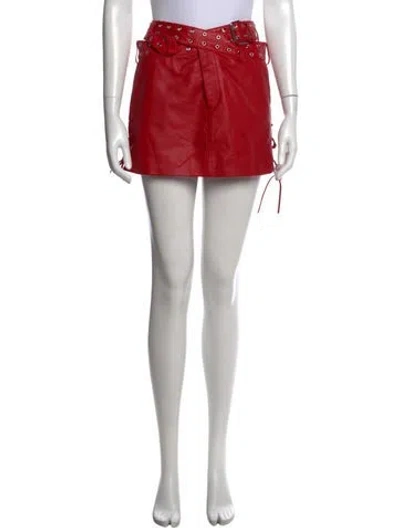 Pre-owned Monse Lamb Leather Mini Skirt W/ Tags In Red