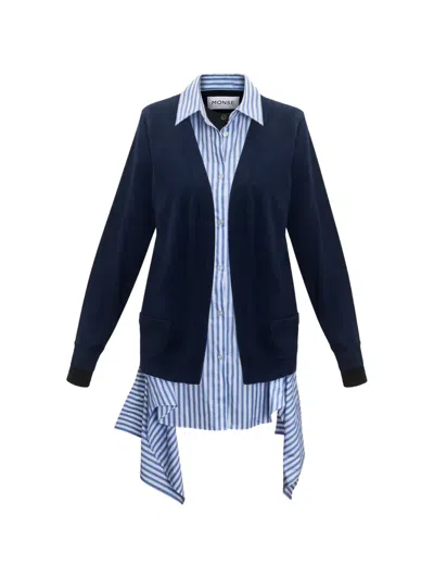 Monse Layered Cardigan In Blue