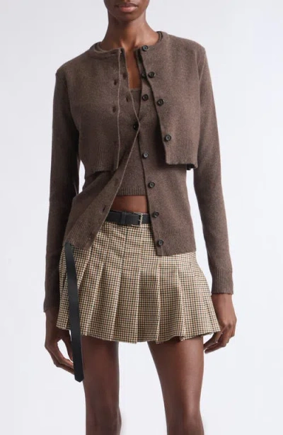 Monse Layered Cashmere Cardigan Set In Brown