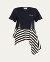 Monse Layered Stripe Logo Peplum Top In Midnight