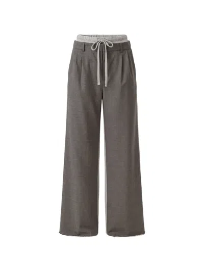 Monse Layered-waistband Drawstring Track Pants In Gray