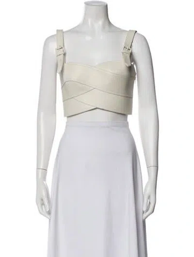 Pre-owned Monse Leather Asymmetrical Crop Top In White
