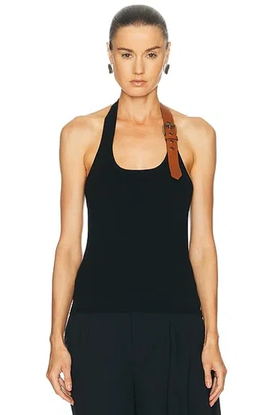 Monse Leather Belt Knit Top In Black