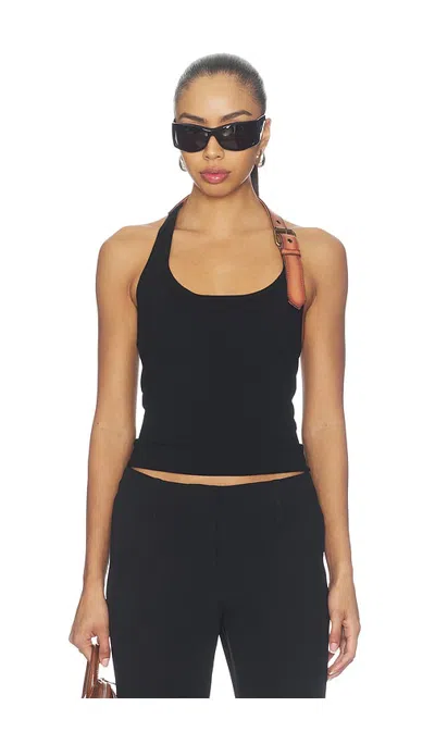 Monse Leather Belt Knit Top In Black