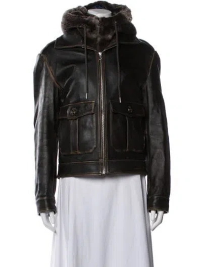 Pre-owned Monse Leather Bomber Jacket In Brown
