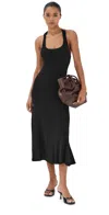 Monse Leather Racerback Midi Dress Black In Black
