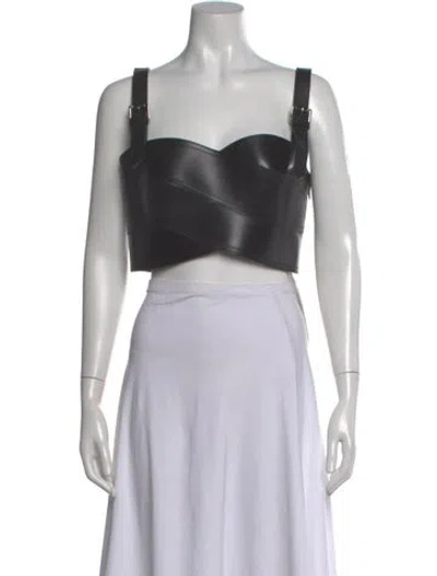 Pre-owned Monse Leather Square Neckline Crop Top In Black