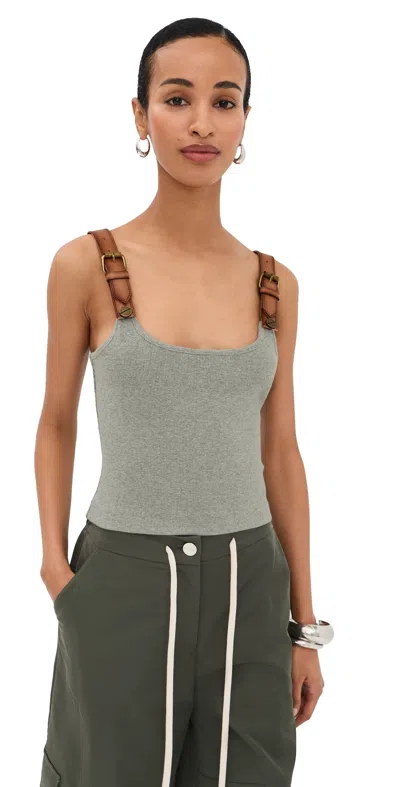 Monse Leather Strap Tank Top Heather Grey In Gray
