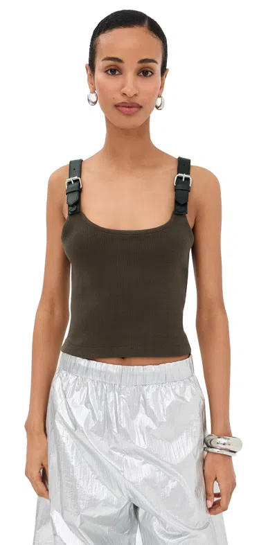 Monse Leather Strap Tank Top Teak In Brown