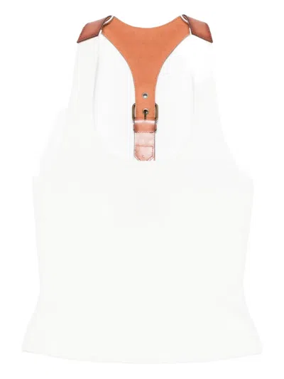 Monse Leather-strap Top In Brown
