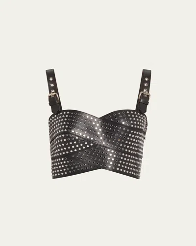Monse Leather Studded Bustier Crop Top In Black