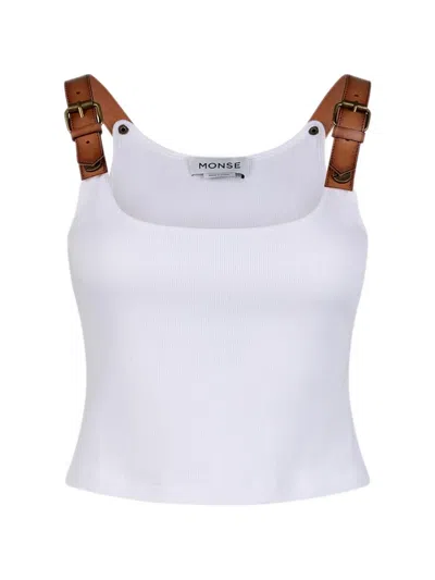 Monse Leather-strap Ribbed-knit Tank Top In White