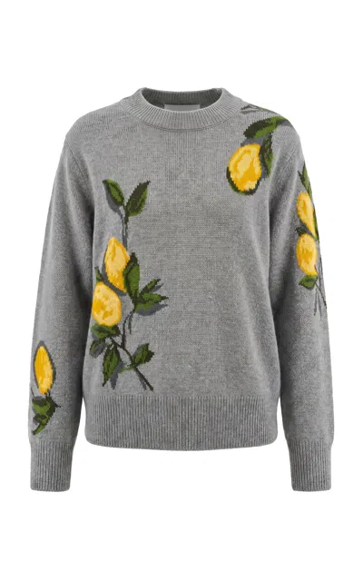 Monse Lemon Intarsia-knit Merino Wool Sweater In Gray
