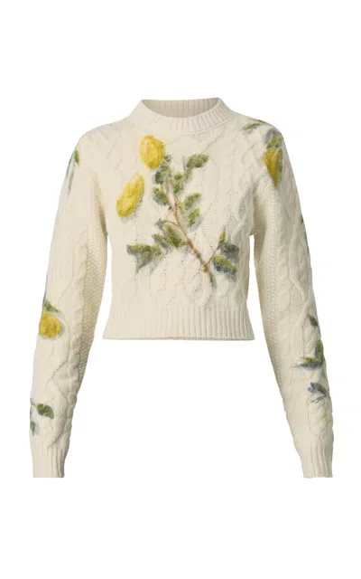 Monse Lemon-pring Cable-knit Merino Wool Sweater In White