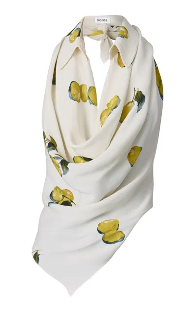 Monse Lemon-print Silk Halter Top In White