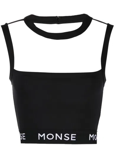 Monse Logo-print Panelled Crop Top In Black