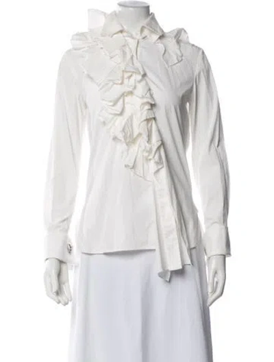 Pre-owned Monse Long Sleeve Blouse In White