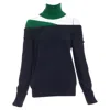 Monse Merino Wool Asymmetric Cut Out Sweater In Green