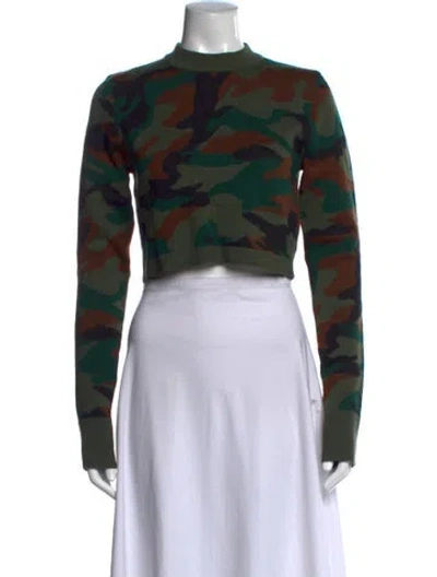 Pre-owned Monse Merino Wool Camouflage Print Crop Top In Green