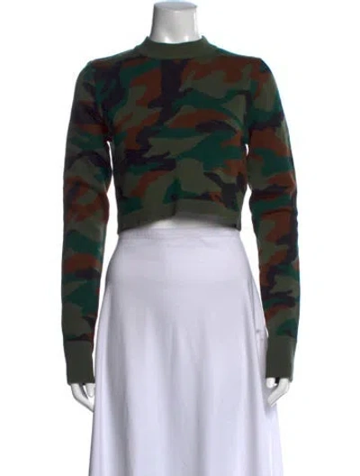 Pre-owned Monse Merino Wool Camouflage Print Crop Top W/ Tags In Green